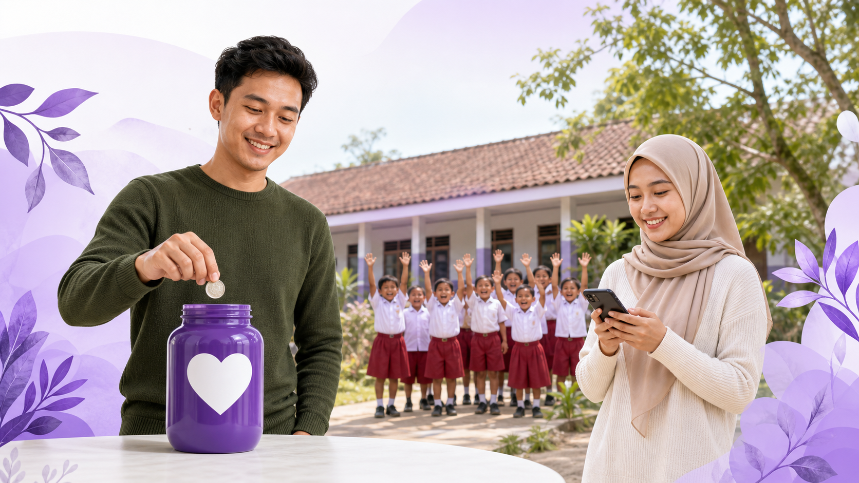Donatur Kencleng dan anak-anak sekolah Indonesia